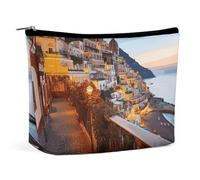 HEBVNJF Travel Makeup Bag Portable Cosmetic Bag Positano Seaside Sunset Makeup Storage Bag for Women/girl, Positano Seaside Sunset, One Size
