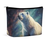 HEBVNJF Travel Makeup Bag Portable Cosmetic Bag Sand Snowman on Beach Makeup Storage Bag for Women/girl, Polar Bear, One Size