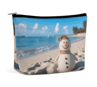 HEBVNJF Travel Makeup Bag Portable Cosmetic Bag Sand Snowman on Beach Makeup Storage Bag for Women/girl, Sand Snowman on Beach, One Size