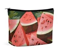 HEBVNJF Travel Makeup Bag Portable Cosmetic Bag Skull Skeleton Makeup Storage Bag for Women/girl, Ripe Watermelon Slice Seeds, One Size