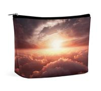 HEBVNJF Travel Makeup Bag Portable Cosmetic Bag Sunset Palm Tree Makeup Storage Bag for Women/girl, Sun sunrise cloud, One Size