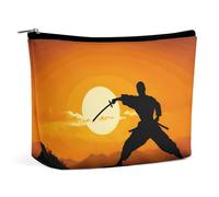 HEBVNJF Travel Makeup Bag Portable Cosmetic Bag Sunshine Sunflower Field Makeup Storage Bag for Women/girl, Sun Karate Silhouette, One Size