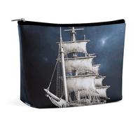 HEBVNJF Travel Makeup Bag Portable Cosmetic Bag Walking Elephants Mother Makeup Storage Bag for Women/girl, Vintage Nautical White Ship, One Size