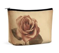 HEBVNJF Travel Makeup Bag Portable Cosmetic Bag West Desert Cactus Riding Horses Makeup Storage Bag for Women/girl, Vintage rose, One Size
