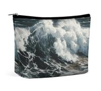 HEBVNJF Travel Makeup Bag Portable Cosmetic Bag West Desert Cactus Riding Horses Makeup Storage Bag for Women/girl, The Sea Waves, One Size