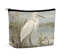 HEBVNJF Travel Makeup Bag Portable Cosmetic Bag White Lizard Makeup Storage Bag for Women/girl, Swamp Egret, One Size