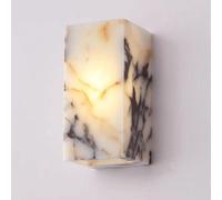 HEBXMF 6.3 Inch Rectangular Marble Wall Light, Natural Alabaster Wall Sconce, Nordic Minimalist Style Wall Lamp, Restaurant Corridor Living Room Decoration Light Fixtures