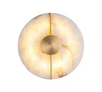 HEBXMF 7.8 Inch Round Alabaster Wall Light, LED Light Source Marble Wall Sconce, Medieval Modern Style Wall Lamp, Restaurant Living Room Bedroom Wall Mounted Lighting Fixtures