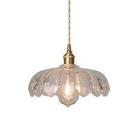 HEBXMF Creative Petal-shaped Glass Hanging Lamp Shade, E27 Pedestal Ceiling Pendant Light, Modern Industrial Style Chandelier, Bedroom Dining Room Study Decoration Light Fixtures