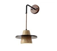 HEBXMF Creative Single-Head Wall Light, Modern Industrial Style Yellow Travertine Wood Wall Sconce, E26 Base Wall-Mounted Light Fixture, Bedside Entrance Storage Decorative Wall Lamp