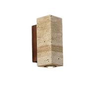 HEBXMF E26 Screw Square Wall Lamp Shade, Personalized Single-Head Wall Sconce, Modern Industrial Style Yellow Travertine Wall Light, Restaurant Porch Storage Decorative Light Fixtures