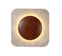 HEBXMF LED Light Source Yellow Travertine Wood Wall Lamp, French Industrial Style Wall Light, Creative Single-Head Wall Sconce, Bedside Hallway Staircase Wall-Mounted Decorative Light Fixtures