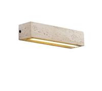 HEBXMF LED Warm Light Flush Mount Wall Sconce, Modern Industrial Style Single-Head Wall Light, Personalized Yellow Travertine Wall Lamp, Living Room Porch Entryway Decorative Light Fixtures