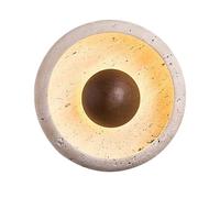 HEBXMF Minimalist Round Wall Light, LED Light Source Yellow Travertine Wood Wall Lamp, Industrial Style Wall Sconce, Bedside Living Room Balcony Wall Mounted Lighting Fixtures
