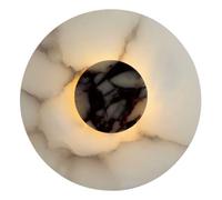 HEBXMF Modern Industrial Style Wall Light, 7.8 Inch Round Wall Sconce, LED Light Source Natural Alabaster Wall Sconce, Restaurant Living Room Bedroom Decoration Light Fixtures
