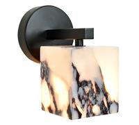 HEBXMF Modern Industrial Style Wall Light, G9 Light Source Marble Wall Lamp, Minimalist Flush Mount Wall Sconce, Restaurant Bedroom Hotel Wall Mounted Lighting Fixtures