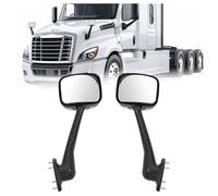HECASA Chrome Hood Mirror Pair Compatible with 2008-2017 Freightliner Cascadia, Chrome Silver Mirror Cap Cover, Semi Trucks Pickup Truck Manual Mirror Black+Silvery+Clear Driver&Passenger Side