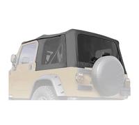 HECASA Convertible Soft Top Compatible with 1997-2006 Jeep Wrangler TJ Soft Roof w/Rear Tinted Plastic Windows Black Sailcloth Vinyl