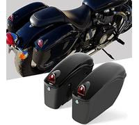 HECASA Universal Hard Saddle Bags Compatible with Yamaha Honda Cruiser Trunk Luggage with Lights Mount Bracket Motorcycle Black