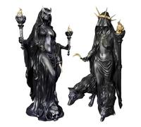 Hecate Greek Goddess Statue - The Witch of The Night Light-Bringer, Underworld Phōsphoros with Her Hounds Magic Resin Sculpture (A+B)