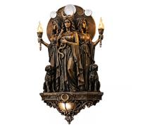 Hecate Wall Lamp - The Triple Goddess Illuminates Your Space - Antique Bronze Resin Wall Sculpture - Gothic Bedroom & Dark Altars - for Pagan Mythology Decor Lovers