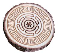 Hecate's Wheel Altar Tile Wooden Pagan Decoration Wicca Symbols of The Goddess of Witchcraft 7-8 or 9-10cm Mercian Forest (7-8cm)