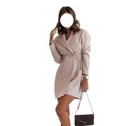 Hecatombic Women's Classic Retro Elegant Solid Color Lapel Elastic Waist Blazer Dress Fashion Trend Business Casual Office Blazer Dress (Apricot,S)