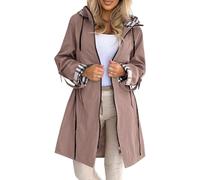 Hecatombic Women's Elegant Loose Casual Plaid Lined Long Sleeve Hooded Jacket Spring and Fall Transition Lightweight Outdoor Sports Windbreaker (C3,M)