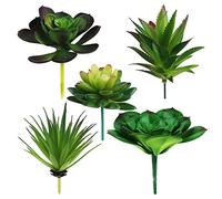 Hecaty 5 Pcs Large Size Faux Succulents Set,Realistic Large Fake Succulents,Artificial Hanging Ornaments Fleshed Plant Textured for Home Garden Wedding Party Decoration
