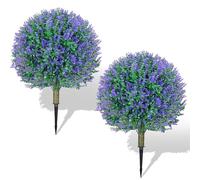 Hecaty Artificial Lavender Topiary Ball Trees 65cm: 2 Pack Fake Plants with Ground Spike - UV Fade Protected, Evergreen Artificial Plants Outdoor Indoor Front Porch Garden Balcony Home Office