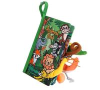 HECCEI Baby Books, Sensory Toys Touch Feel Soft Cloth Book with Animals Tail, Crinkle Books Early Learning Toy for Babies Toddler Gifts 0 3 6 12 Months (Jungle Cloth Book)