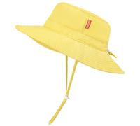 HECCEI Baby Sun Hat UPF 50+ Foldable Brim Kid Summer Hat, Quick-Dry & Adjustable Chin Strap Toddler Cap Yellow