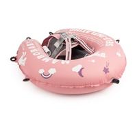 HECCEI Baby Swimming Float for 3-24 Months, Mambobaby Self-Inflating Toddler Pool Float with Carry Bag, Anti-Flip Design Baby Swim Ring for Infants and Toddlers (Pink)