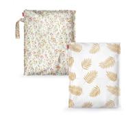 HECCEI Wet Bags, 2Pcs Waterproof Wet Dry Bag Reusable Washable Cloth Diaper Swim Nappy, Swimsuit Bag with Hook Pouch 13x15 Inch Outdoor Organiser Bag for Baby Items Swimming Beach Gym Pool Travel