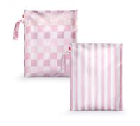 HECCEI Wet Bags, 2Pcs Waterproof Wet Dry Bag Reusable Washable Cloth Diaper Swim Nappy, Swimsuit Bag with Hook Pouch 13x15 Inch Outdoor Organiser Bag for Baby Items Swimming Beach Gym Pool Travel