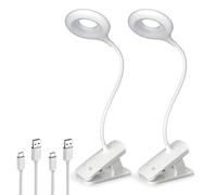HECDSTLY 2 Pack Clip on LED Reading Light, 25 Models USB Rechargeable Bed Lights with Strong Clamp for Headboard, Eye Protection Cordless Lamp for Bedframe Desk Home Office