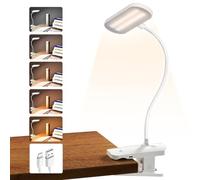 HECDSTLY Desk Lamp Battery Operated, Clip on USB Rechargeable Reading Light for Headboard with Large Clamp, 25 Models Adjustable Cordless Touch Light for Bed Frame Bunk Dorm Table Bedside