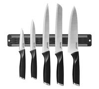 hecef 6-Piece Kitchen Knife Set with Magnetic Wall Holder - Ultra-Sharp Stainless Steel Knives for Meat and Vegetables (Black)