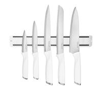 hecef 6-Piece Kitchen Knife Set with Magnetic Wall Holder - Ultra-Sharp Stainless Steel Knives for Meat and Vegetables (White)