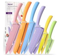 hecef Kitchen Knife Set of 6 - Colorful Non-Stick Blades