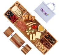 hecef Unleash Your Inner Chef with the Extra Large Acacia Wood Charcuterie Board Set: 3-in-1 Magnetic Serving Platter for Cheese, Fruits, Cold Cuts, Cakes, Sushi & Appetizers