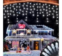 Heceltt Icicle Christmas Lights Outdoor, 30m/98FT 960 LED Icicle Lights for Outside, 180 Drops Fairy Lights with 8 Modes, Waterproof Timer Memory for Xmas,Yard, Garden, Eaves, Patio, Party（Cool White）