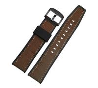 HECHENBAO Men's Band Compatible With AW5005 Nylon Rubber Watchband Leather Silicone Bottom Watch Strap Suitable For Daily Wear(Brown-black clasp,22mm)