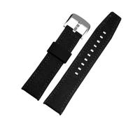 HECHENBAO Men's Band Compatible With AW5005 Nylon Rubber Watchband Leather Silicone Bottom Watch Strap Suitable For Daily Wear(Black-silver clasp,22mm)