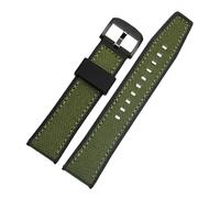 HECHENBAO Men's Band Compatible With AW5005 Nylon Rubber Watchband Leather Silicone Bottom Watch Strap Suitable For Daily Wear(Green-black clasp,21mm)