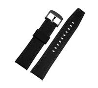 HECHENBAO Men's Band Compatible With AW5005 Nylon Rubber Watchband Leather Silicone Bottom Watch Strap Suitable For Daily Wear(Black-black clasp,22mm)