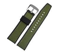 HECHENBAO Men's Band Compatible With AW5005 Nylon Rubber Watchband Leather Silicone Bottom Watch Strap Suitable For Daily Wear(Green-silver clasp,21mm)