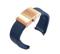 HECHENBAO Rubber Watch Strap Substitute Compatible With M026 OceanStar Series Black Blue Silicone Suitable For Daily Wear(Blue Rose Gold)