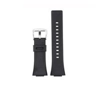 HECHENBAO Silicone Watchband Compatible With GM110 GM-110 Strap Compatible With GM-110GB Waterproof Soft Rubber Watch Band 16mm Black Steel Bracelet Suitable For Daily Wear(Black-silver)