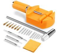 HECHIO 32 Pieces Watch Link Removal Kit，Professional Watch Band Replacement Tool，10 Pcs Spare Spring Bars and 10 Pcs Cotter Pins, 1 Double Head Hammer, 6 Spare Pins